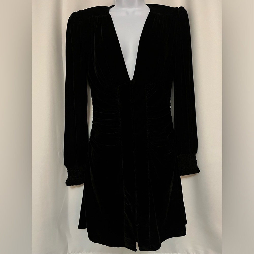 Black long-sleeve velvet dress by Zara